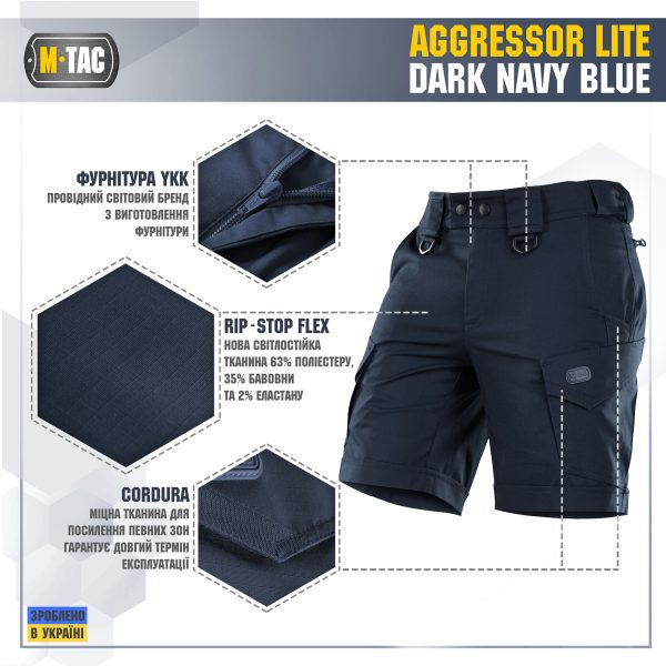 M-Tac шорти Aggressor Lite Dark Navy Blue - Зображення 2