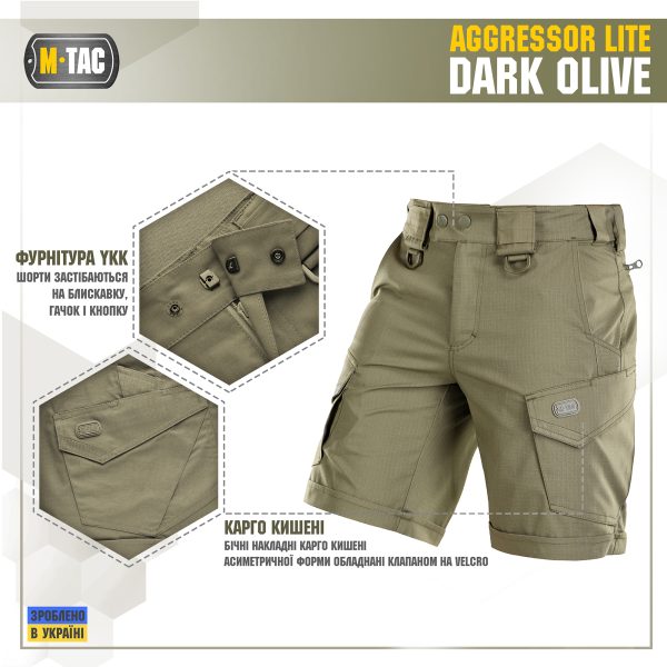 M-Tac шорти Aggressor Lite Dark Olive - Зображення 4