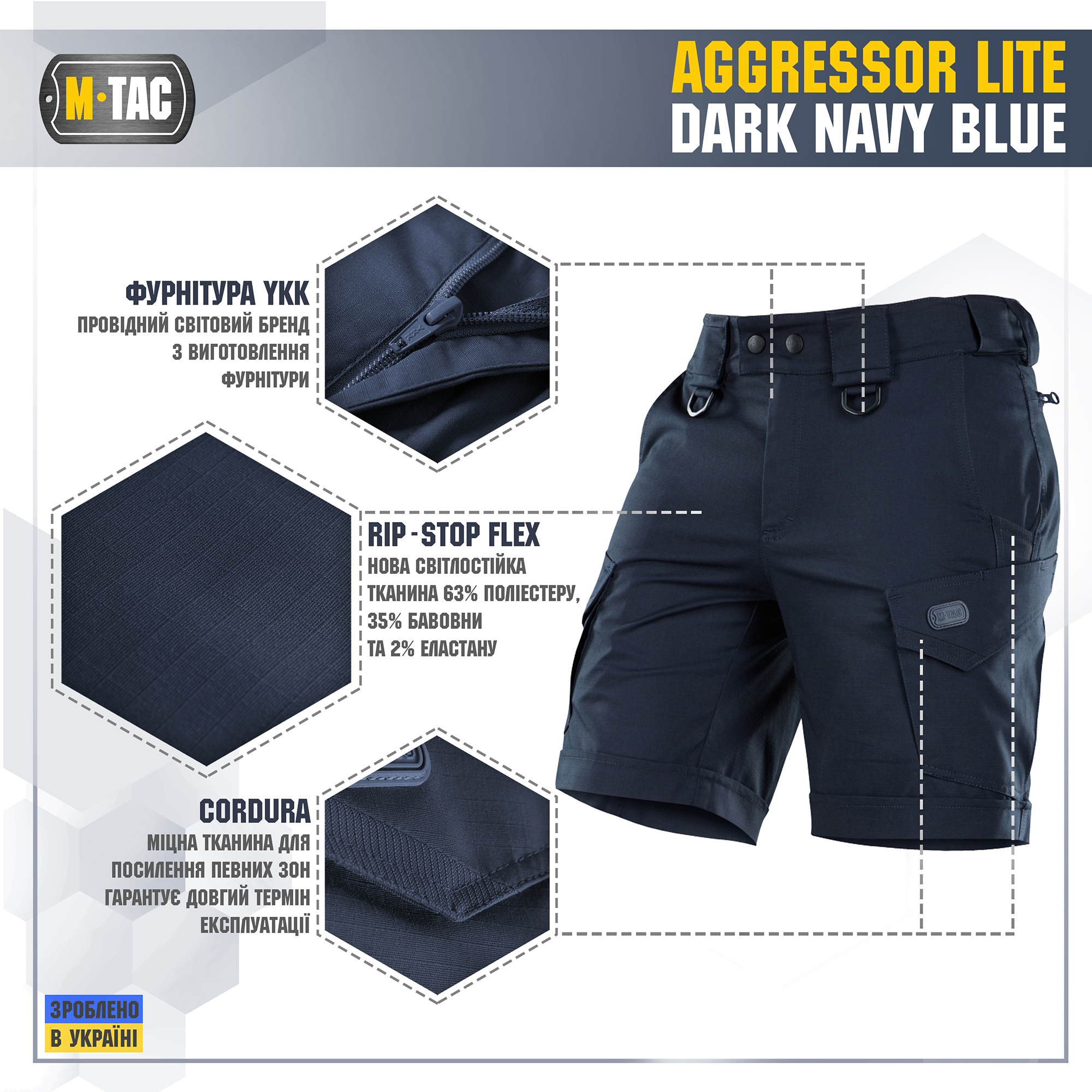 M-Tac шорти Aggressor Lite Dark Navy Blue M-Tac шорти Aggressor Lite Dark Navy Blue — изображение 2