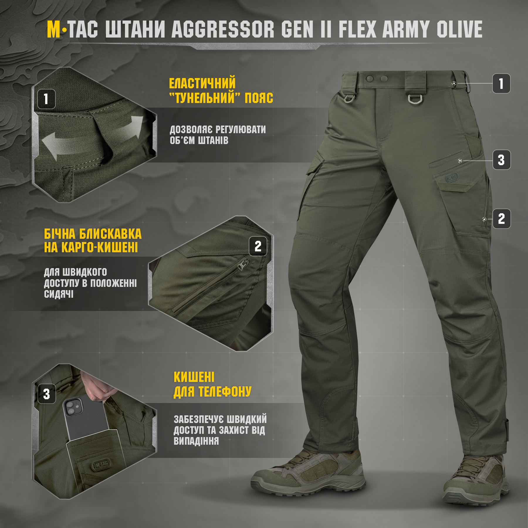 M-Tac штаны Aggressor Gen II Flex Army Olive M-Tac штани Aggressor Gen ІІ Flex Army Olive — изображение 8