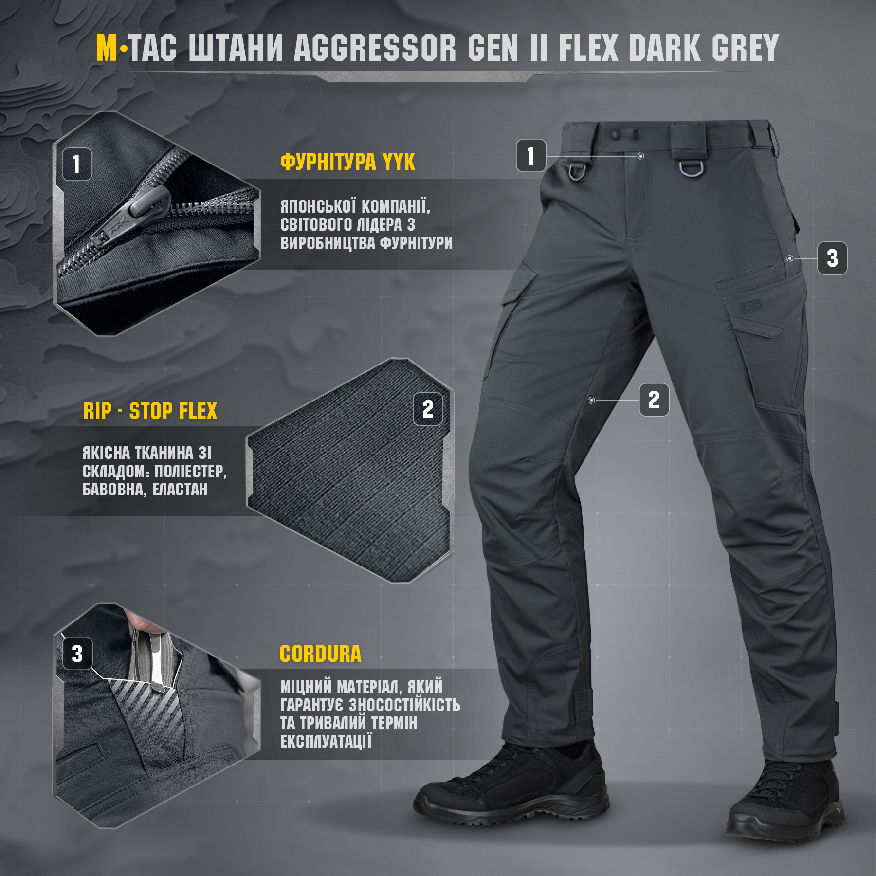 M-Tac штани Aggressor Gen II Flex Dark Grey M-Tac штани Aggressor Gen II Flex Dark Grey - Зображення 6