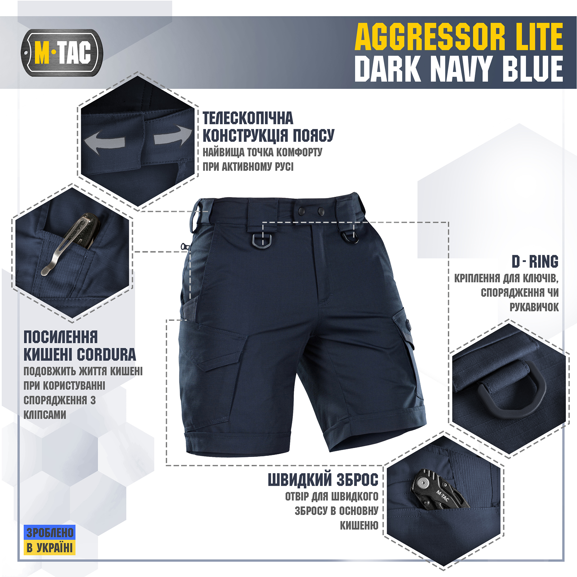 M-Tac шорти Aggressor Lite Dark Navy Blue M-Tac шорти Aggressor Lite Dark Navy Blue — изображение 3