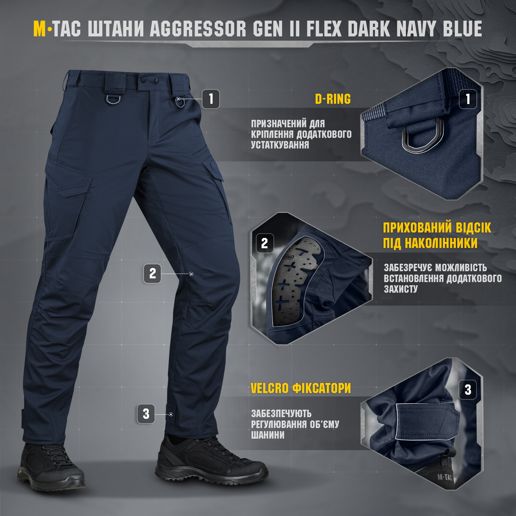 Штанины M-Tac Aggressor Gen II Flex Dark Navy Blue M-Tac штани Aggressor Gen II Flex Dark Navy Blue — изображение 7