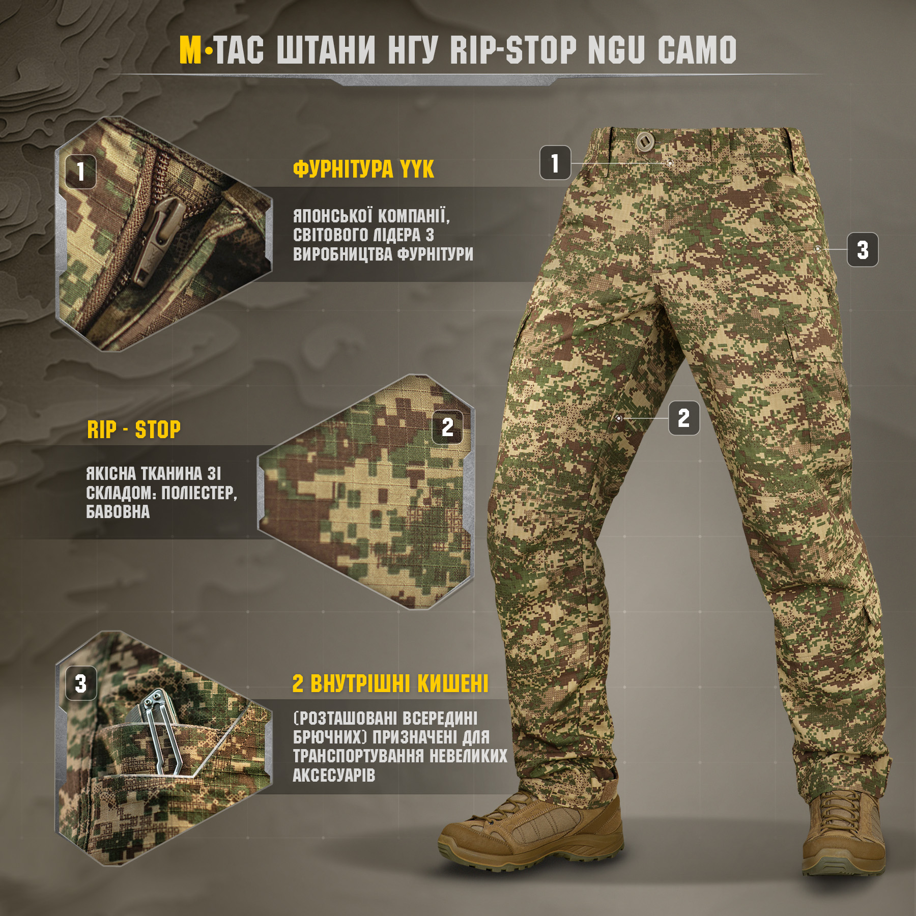 M-Tac штани НГУ Rip-Stop NGU Camo M-Tac штани НГУ Rip-Stop NGU Camo — изображение 6