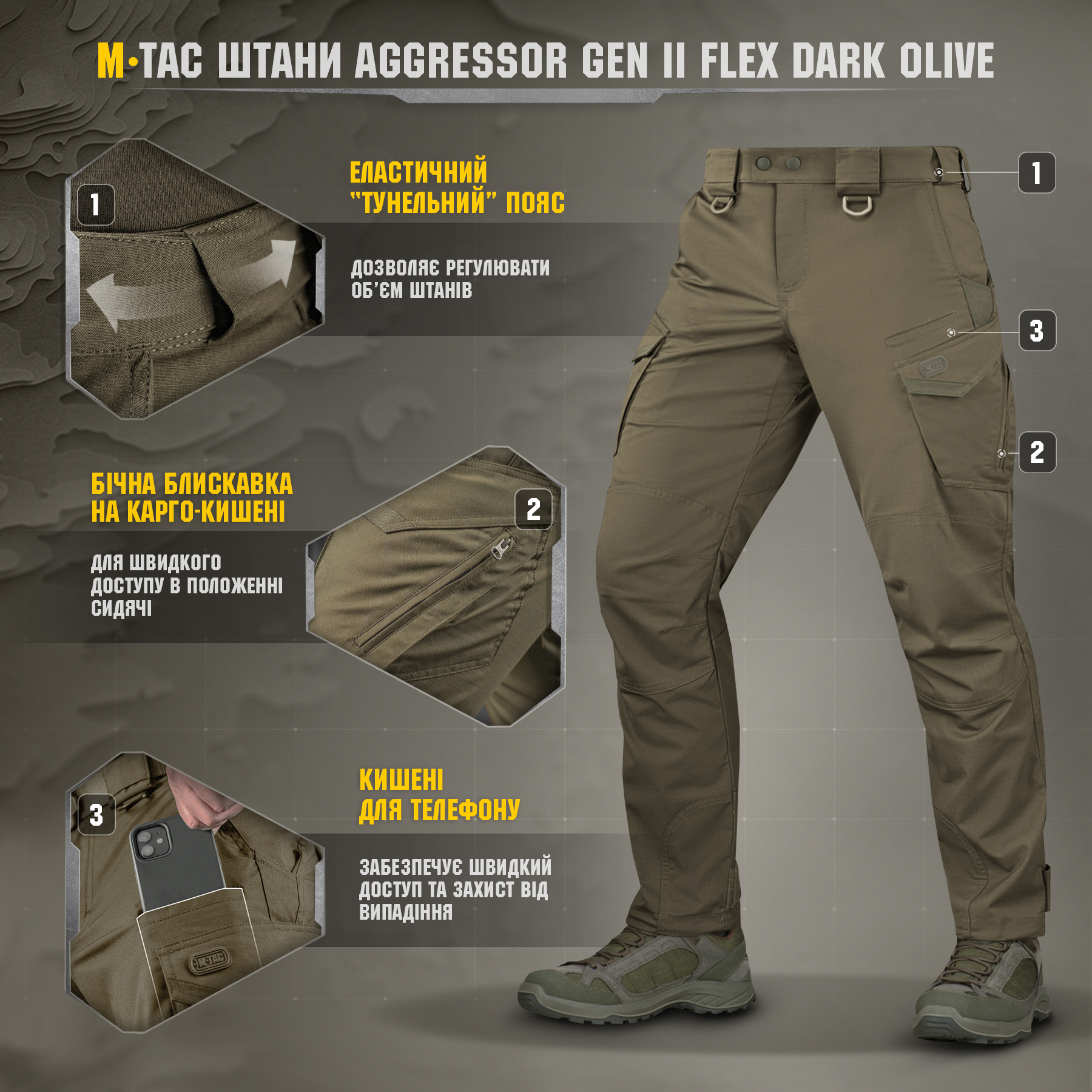 M-Tac штани Aggressor Gen ІІ Flex Dark Olive M-Tac штани Aggressor Gen ІІ Flex Dark Olive — изображение 8