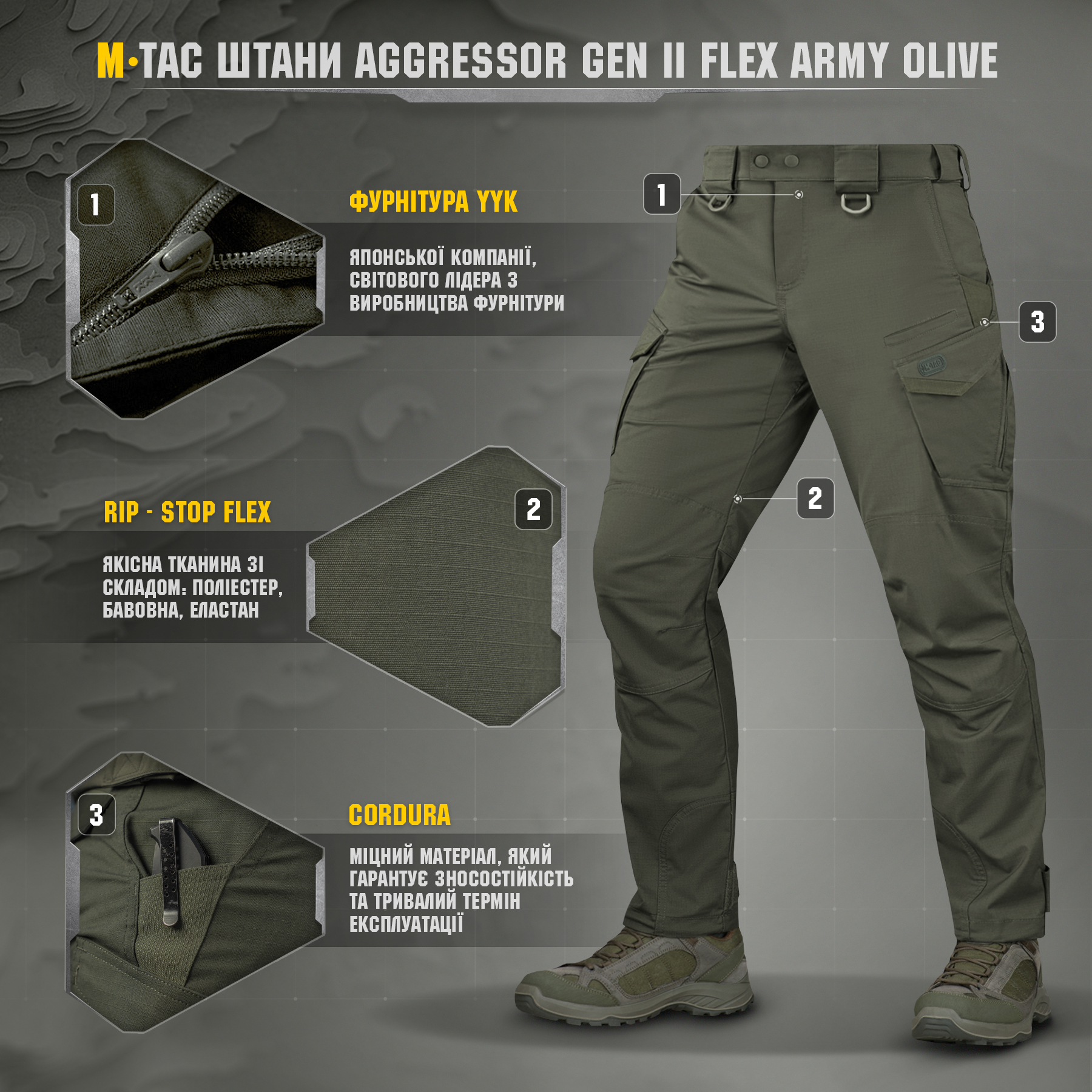 M-Tac штаны Aggressor Gen II Flex Army Olive M-Tac штани Aggressor Gen ІІ Flex Army Olive — изображение 6