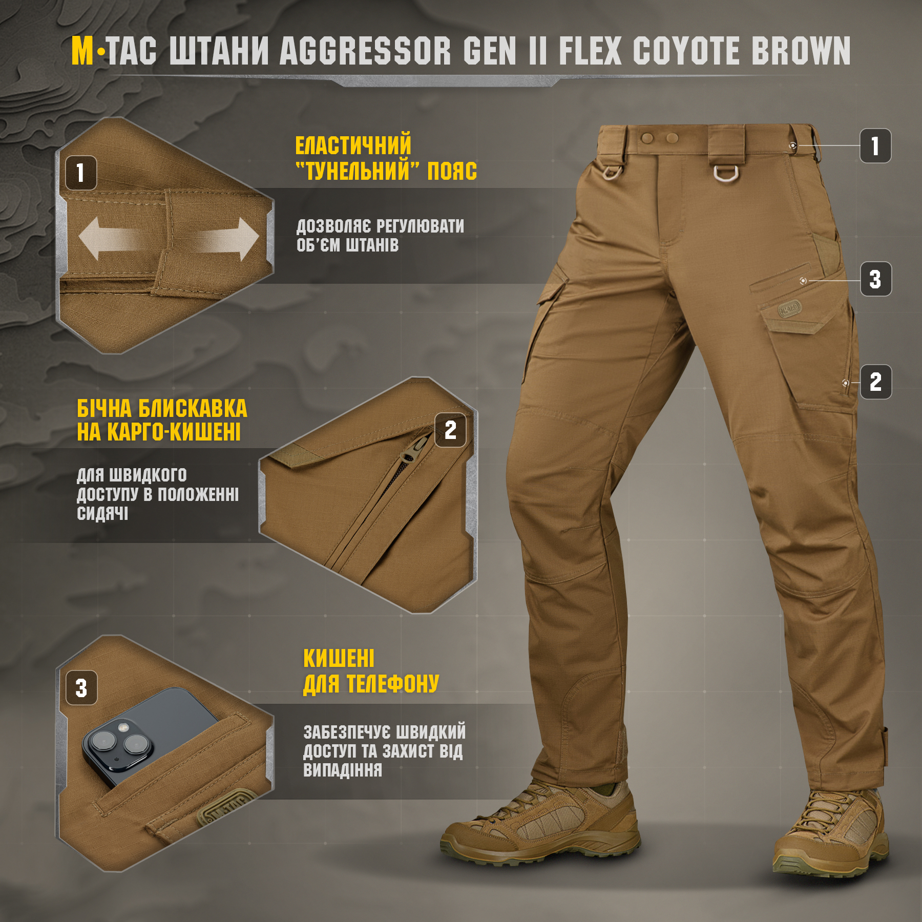 M-Tac штани Aggressor Gen II Flex Coyote Brown M-Tac штани Aggressor Gen II Flex Coyote Brown - Зображення 8