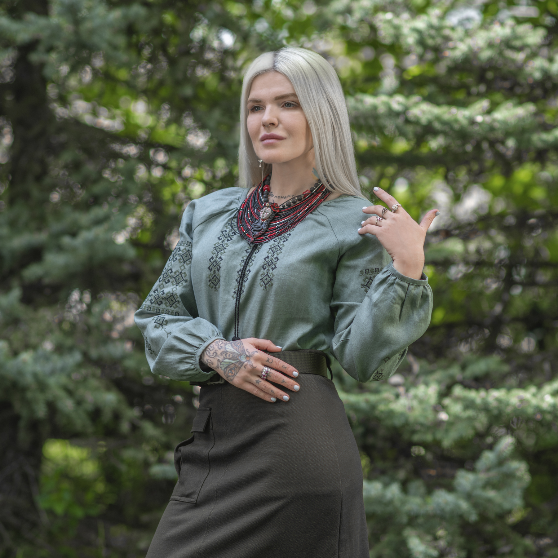 M-Tac вишиванка жіноча 100% льон сіро-зелена M-Tac вишиванка жіноча 100% льон сіро-зелена - Зображення 8