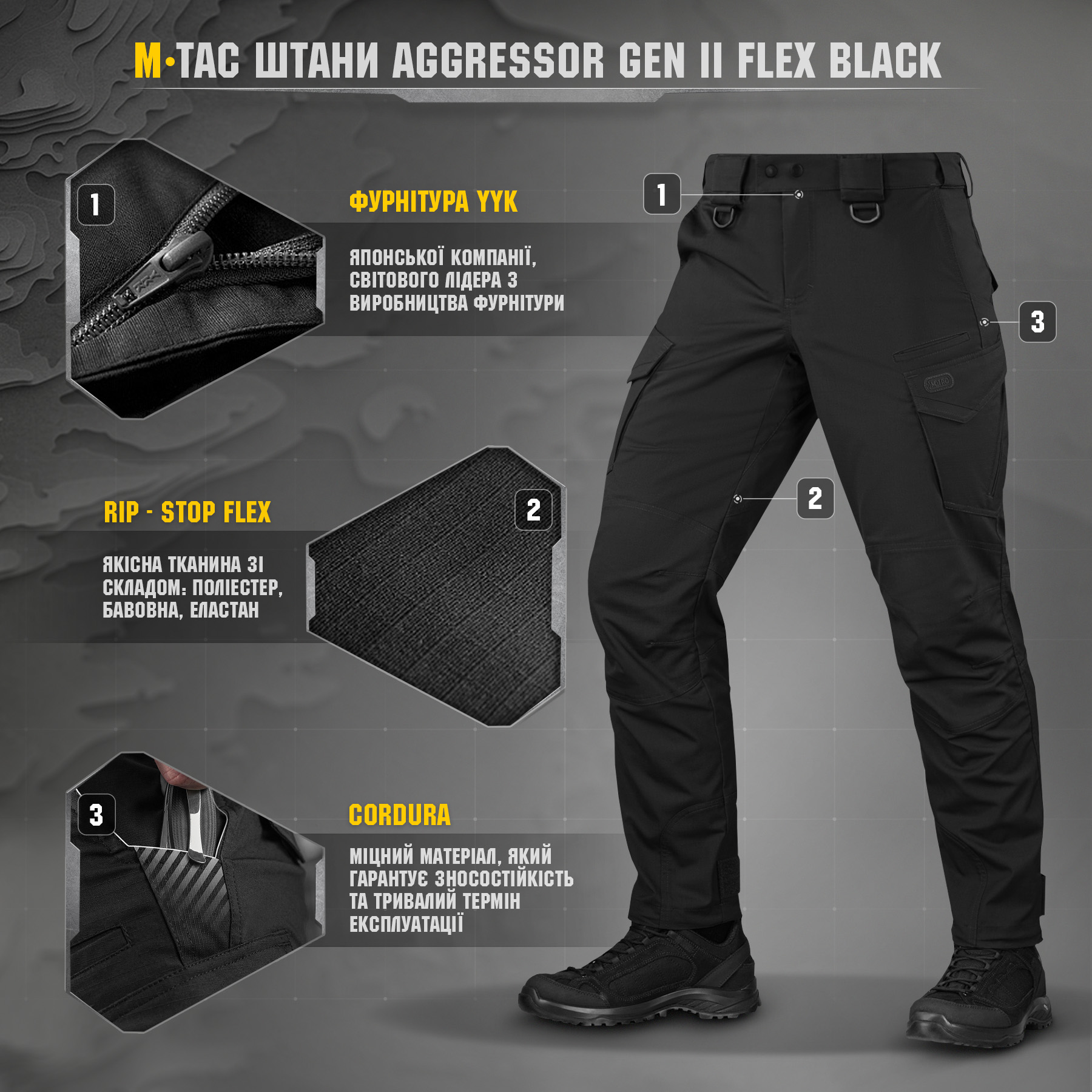 M-Tac штаны Aggressor Gen II Flex Black M-Tac штани Aggressor Gen II Flex Black — изображение 6