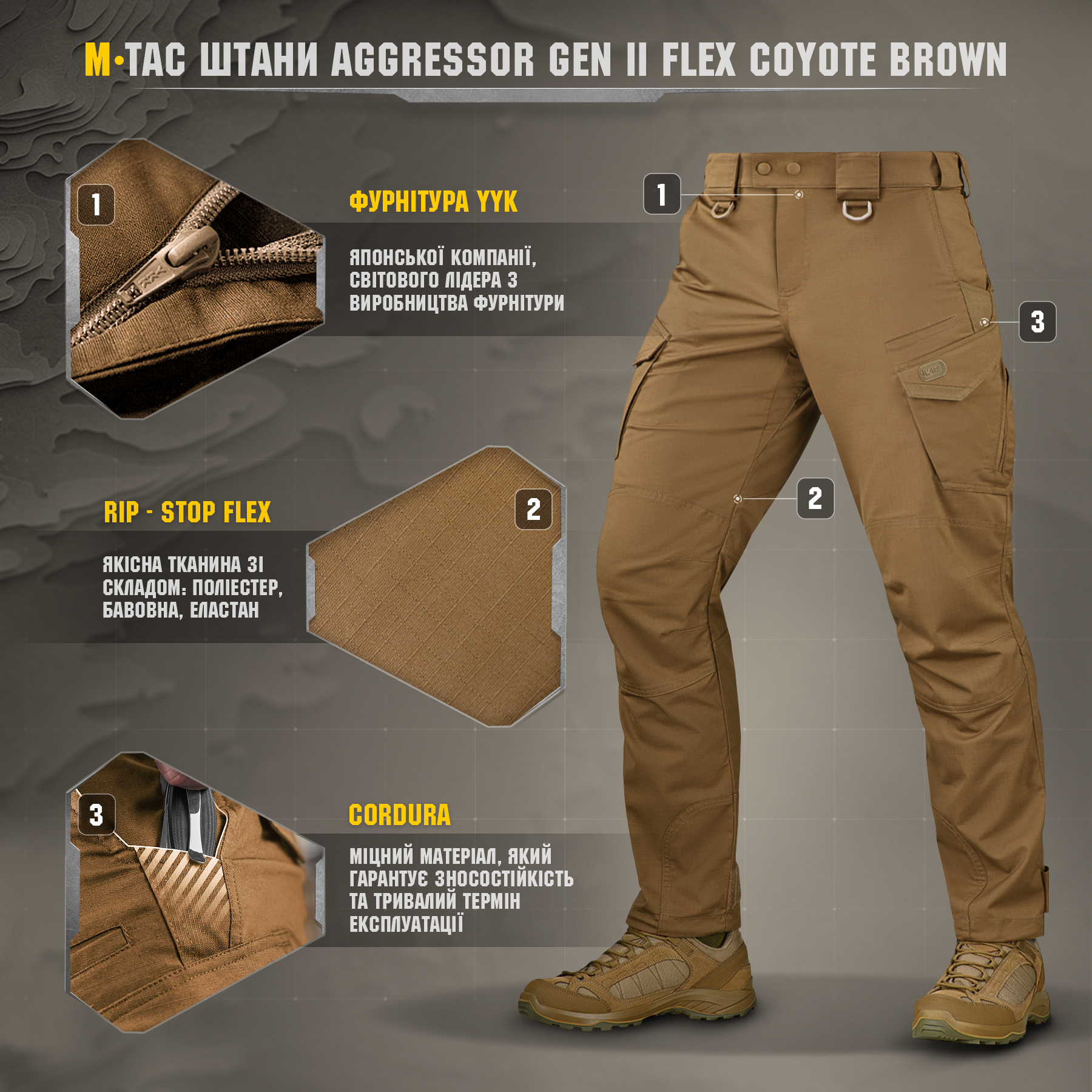 M-Tac штани Aggressor Gen II Flex Coyote Brown M-Tac штани Aggressor Gen II Flex Coyote Brown - Зображення 6