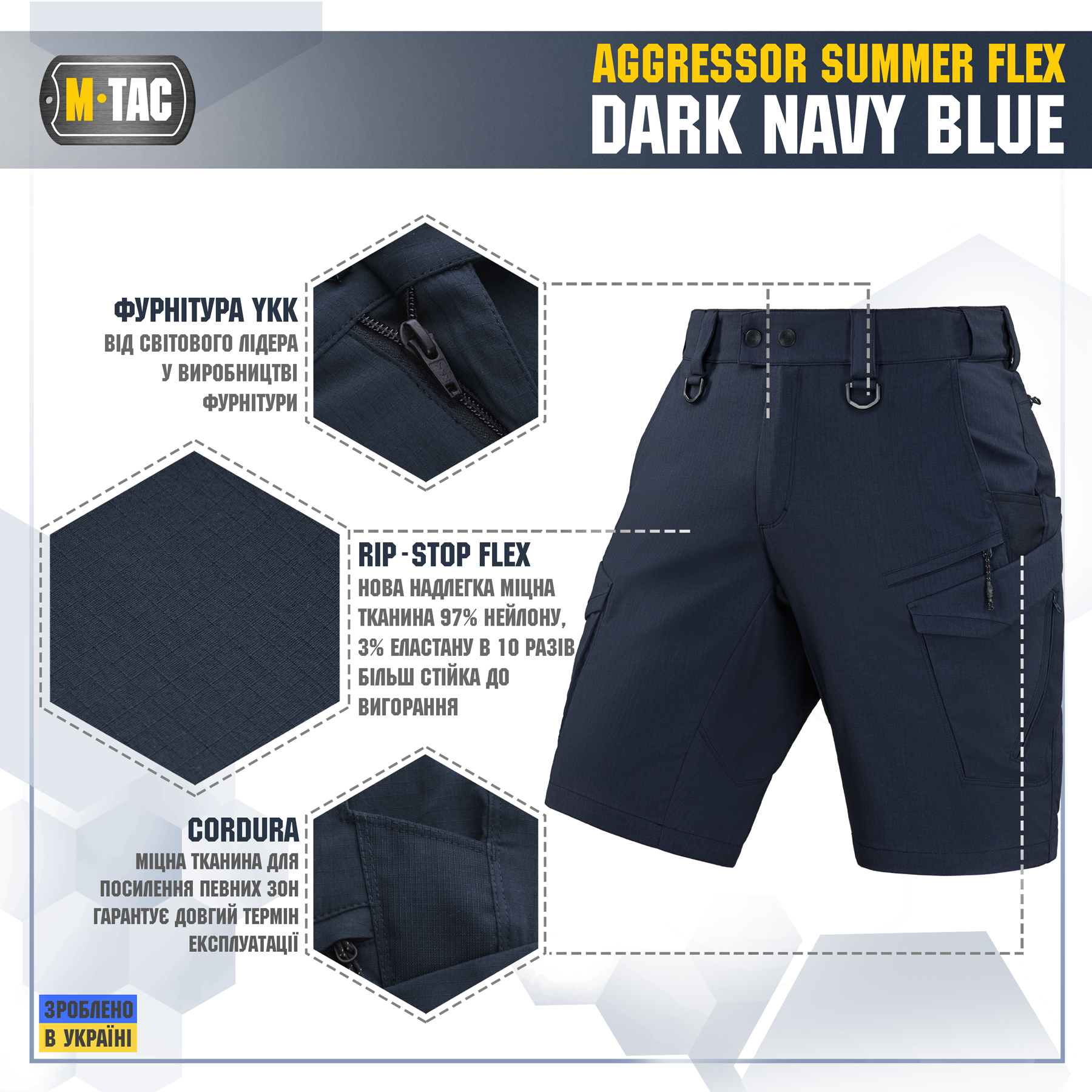 M-Tac шорти Aggressor Summer Flex Dark Navy Blue M-Tac шорти Aggressor Summer Flex Dark Navy Blue - Зображення 2