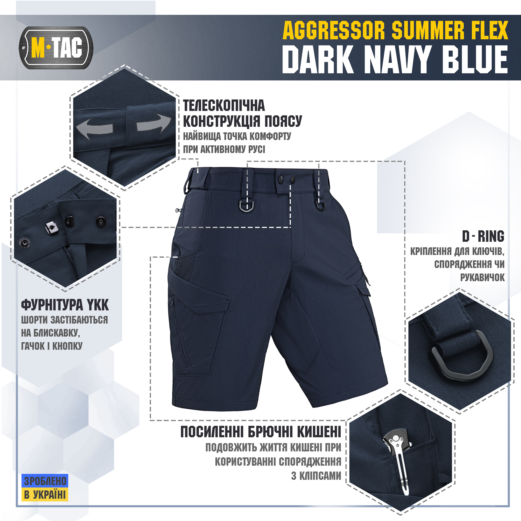 M-Tac шорти Aggressor Summer Flex Dark Navy Blue M-Tac шорти Aggressor Summer Flex Dark Navy Blue - Зображення 3